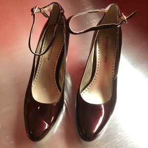 Maroon ankle strap heels